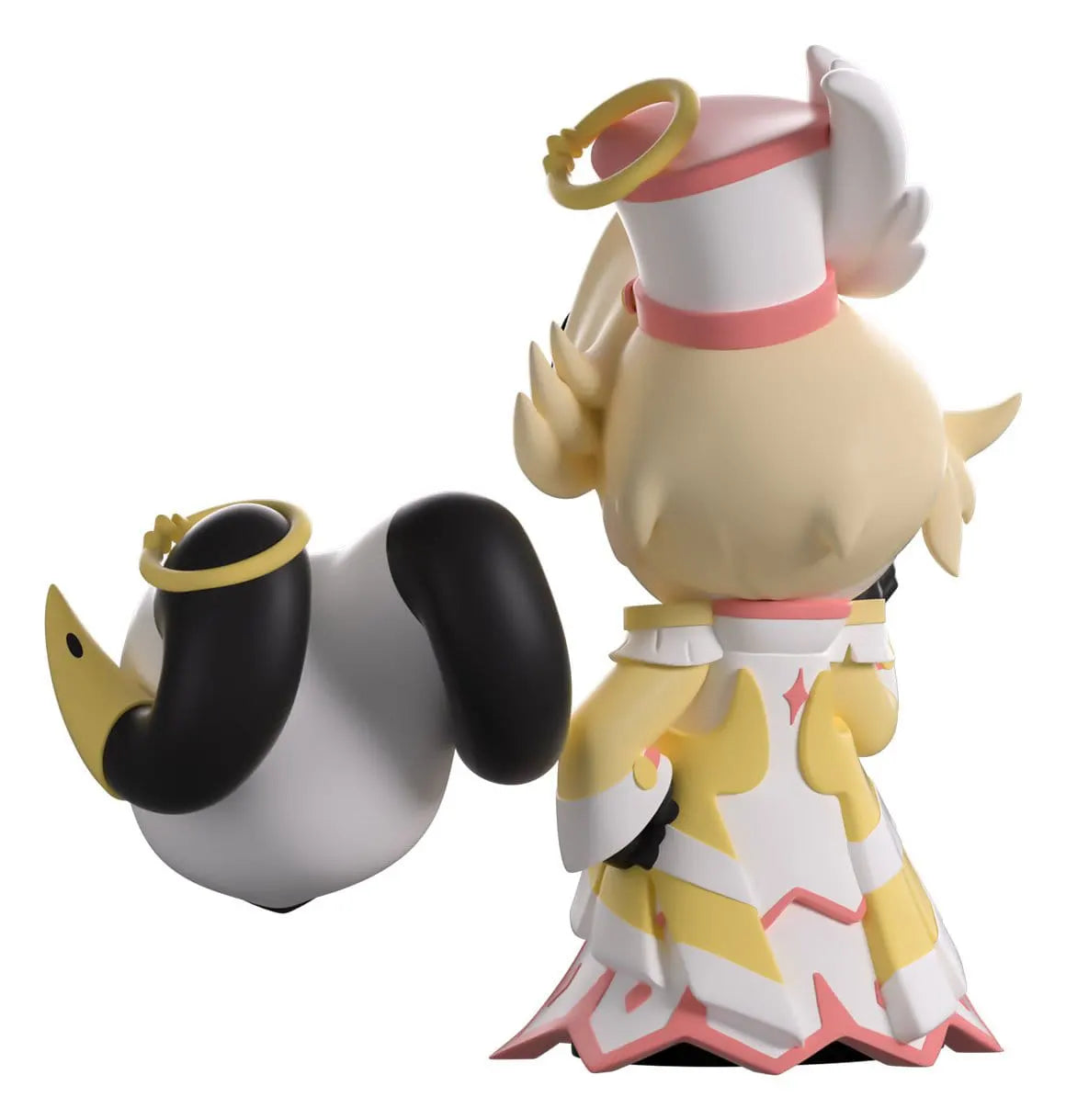 Abel Youtooz figure and interchangeable Hazbin Hotel Exorcist mask rear view