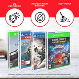 Acrylic cases protecting PS3, PS4 and Xbox One video game cases
