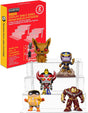 EVORETRO Acrylic Shelf Riser 2-Pack with packaging and collectible figures displayed on top.