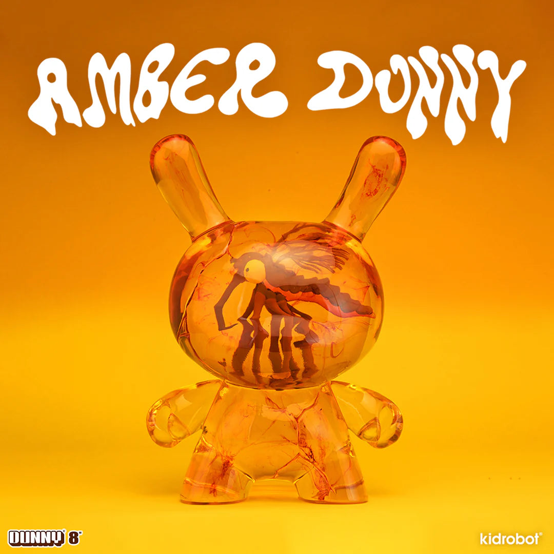 Detailed close-up of preserved insect artwork inside Amber Dunny figure