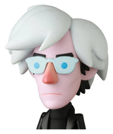 Close-up of Andy Warhol Vinyl Collectible Doll designed by Eric So