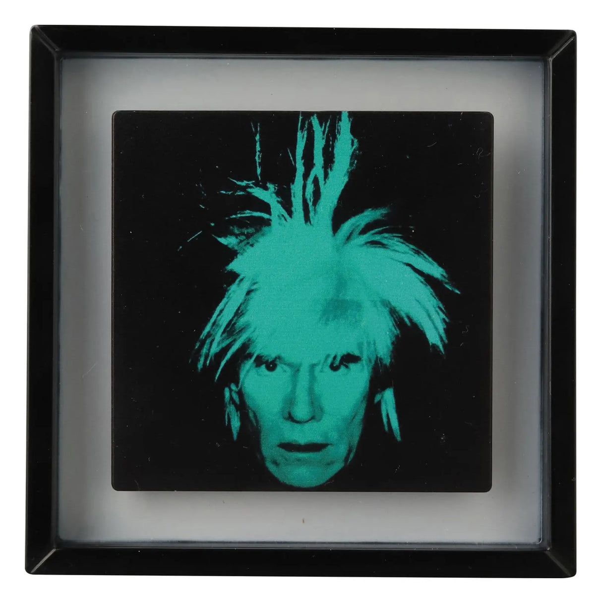 Andy Warhol portrait artwork displayed with Medicom Toy VCD collectible