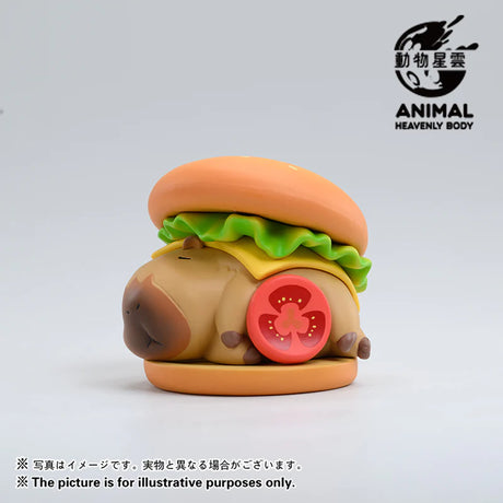 Capybara vinyl figure designed as a hamburger with lettuce and tomato from Series 2 blind box.