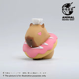 Capybara collectible figure with a donut float and teacup on its head from Series 2 blind box.
