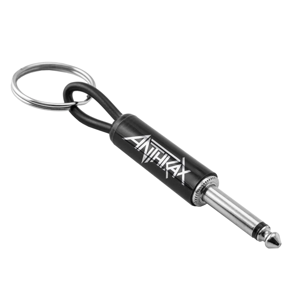 Anthrax logo guitar plug keychain black metal design