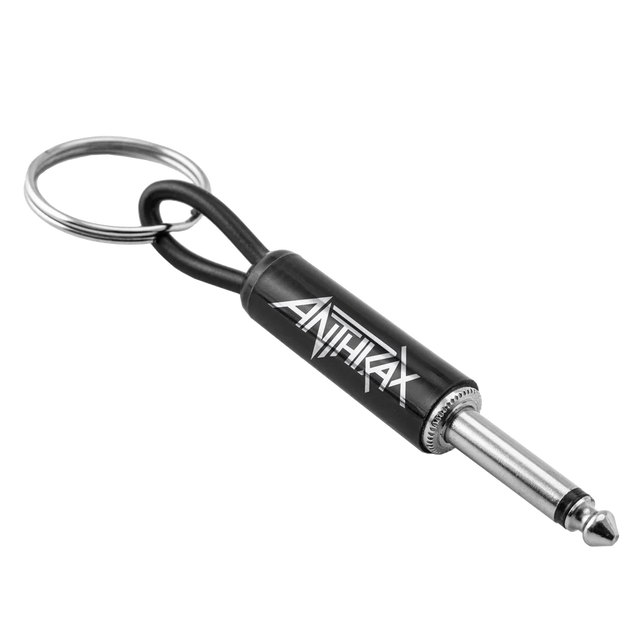 Anthrax logo guitar plug keychain black metal design