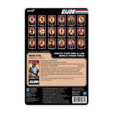 Back of Arctic Snake Eyes G.I. Joe ReAction Plus blister card showing character lineup and file card