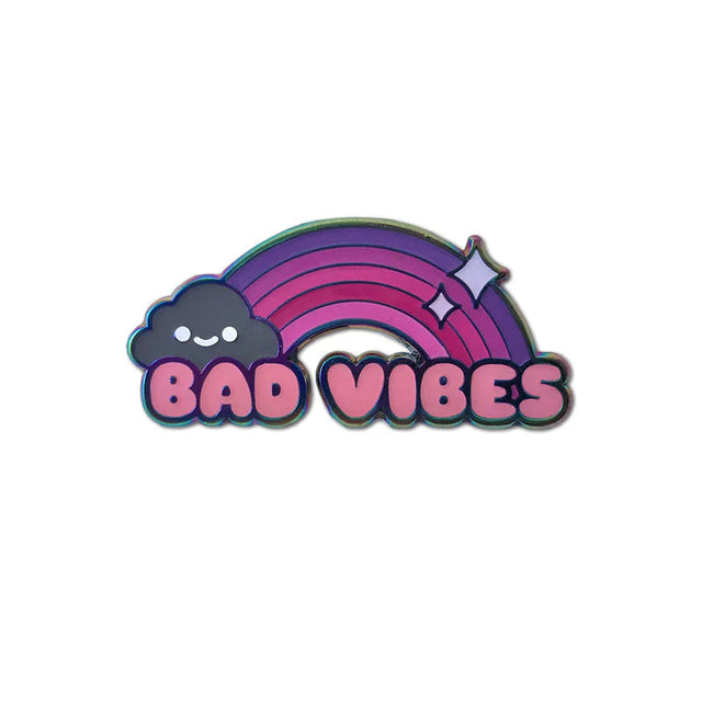 bad vibes enamel pin pastel rainbow cloud cute sarcastic pin design
