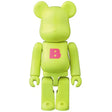 Medicom Toy BE@RBRICK Series 36 Basic Letter 100 percent neon green bearbrick figure with pink B logo on white background