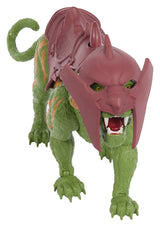 Front view of Battle Cat action figure showing armored helmet and roaring expression