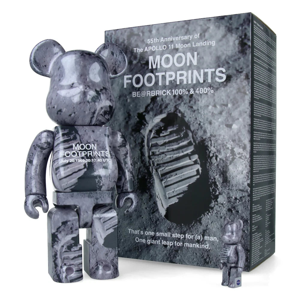 Bearbrick Moon Footprints 100% & 400% set with box packaging