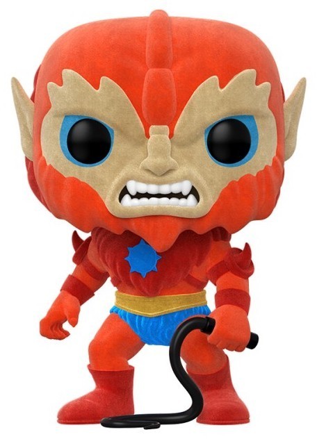 Beast Man flocked Funko Pop Vinyl 539 Masters of the Universe holding whip close-up