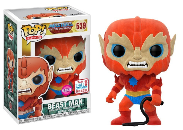 Beast Man flocked Funko Pop Vinyl figure 539 Masters of the Universe Fall Convention Exclusive in box