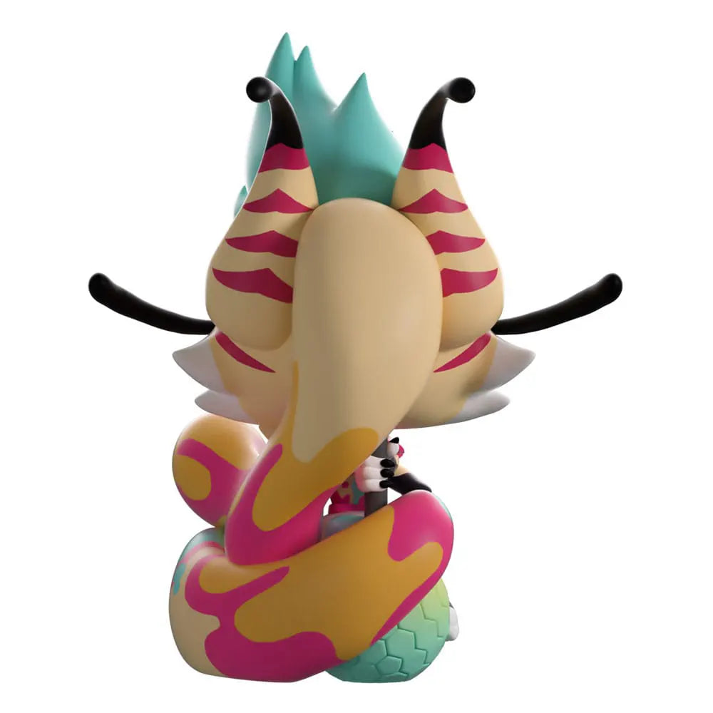 Rear view of Beelzebub vinyl figure with swirling multicolor tail.