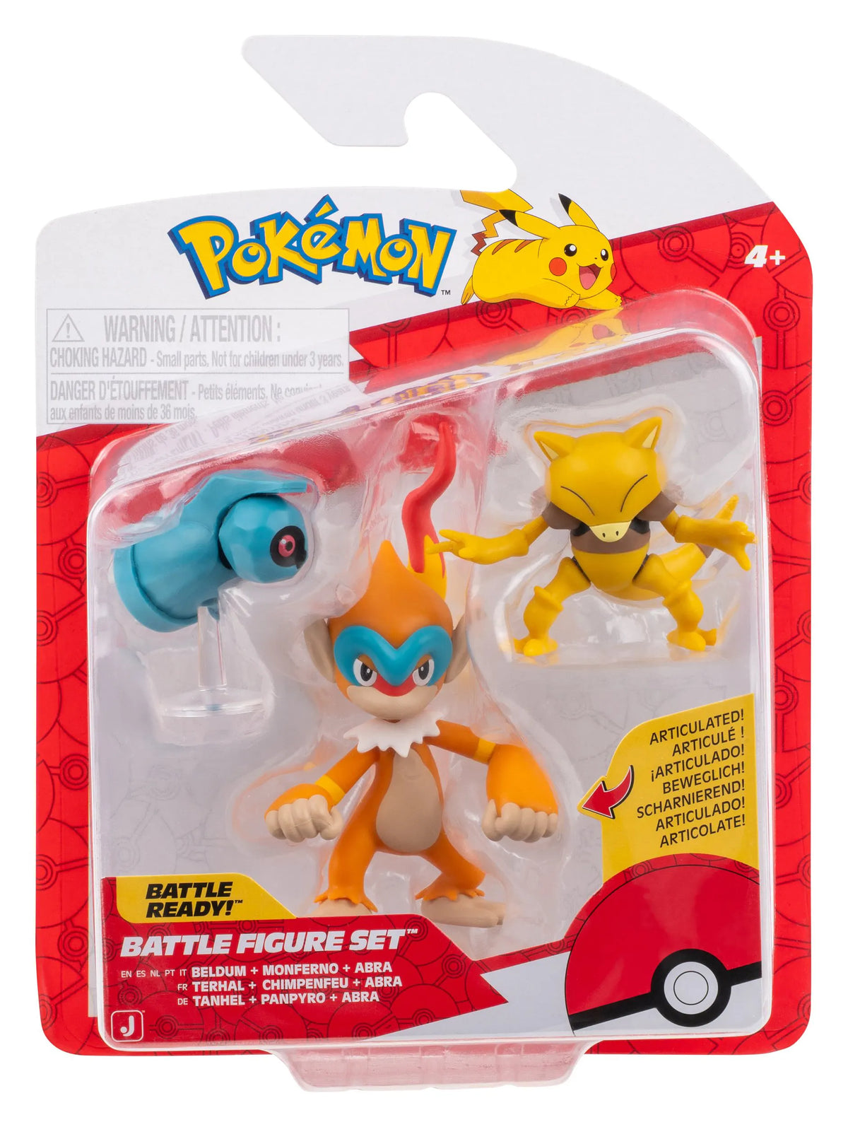 Beldum, Monferno and Abra Pokémon Battle Figure Pack in packaging