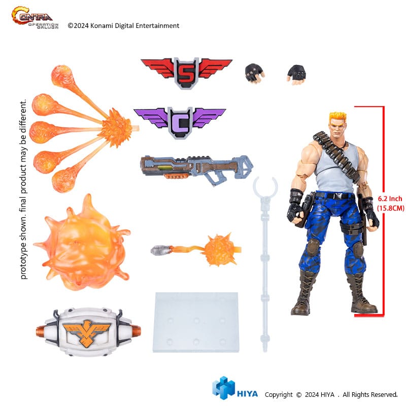 Bill Rizer Contra action figure accessories including weapons, effect parts and symbols