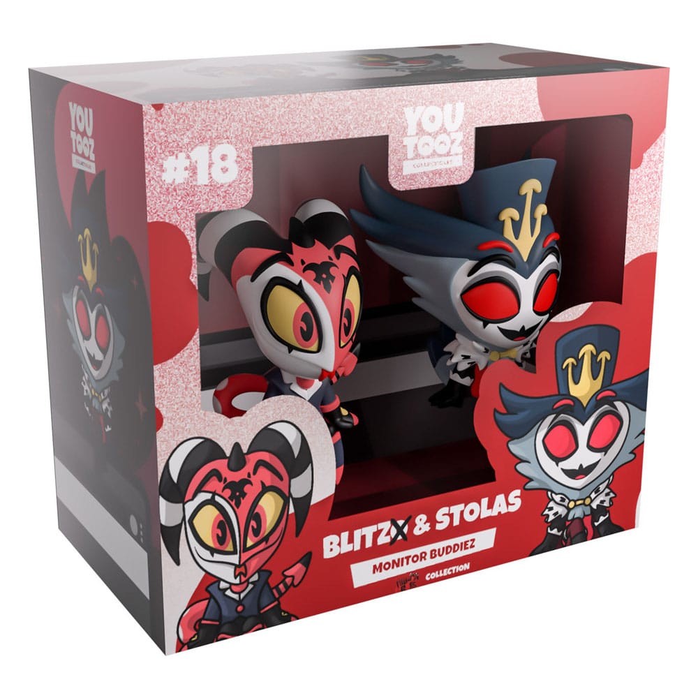 Blitzo and Stolas Helluva Boss Monitor Buddiez in official Youtooz collector display box
