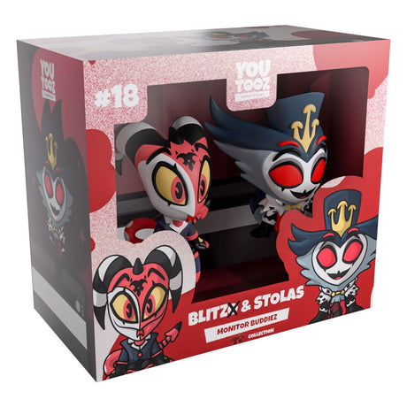 Blitzo and Stolas Helluva Boss Monitor Buddiez in official Youtooz collector display box
