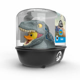 Blue TUBBZ collectible duck inside Jurassic World display bathtub packaging