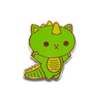 Boomu Kaiju Kitties enamel pin featuring a green kaiju cat with gold plating on a white background