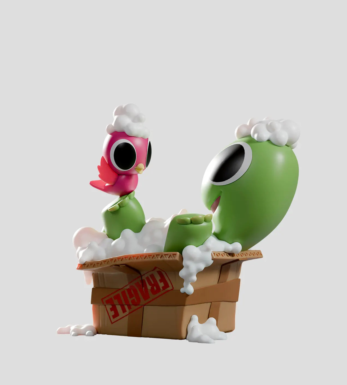 turtle and bird bath scene figure cardboard box collectible