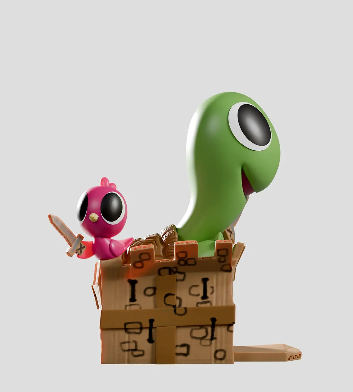 turtle and bird cardboard fort sword play collectible figure