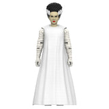 Bride of Frankenstein ReAction+ action figure by Super7 wearing a white soft goods dress with screen-accurate hair and facial details.
