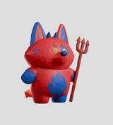 Bubba Bad vinyl figure angled left showing facial expression and pitchfork detail