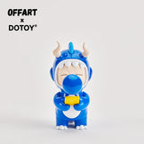  Front view of Bubble Dino Jimmy Boy (Blue) vinyl figure with eyes closed and bubblegum detail