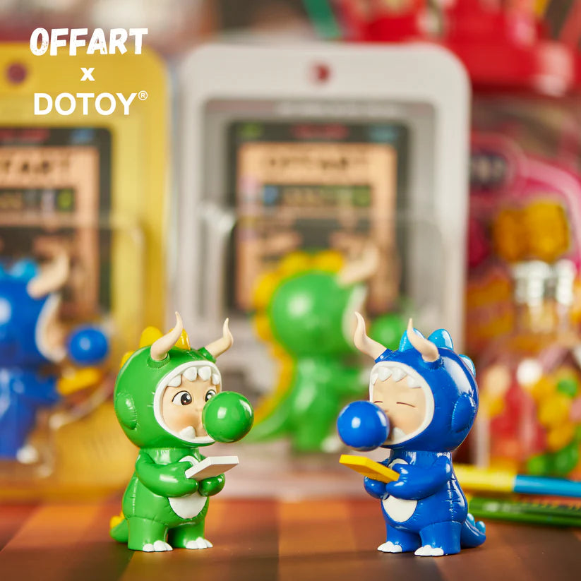Green and blue Bubble Bobble Dino figures