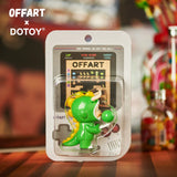 Bubble Dino Jimmy Boy vinyl figure in green costume with retro arcade blister packaging