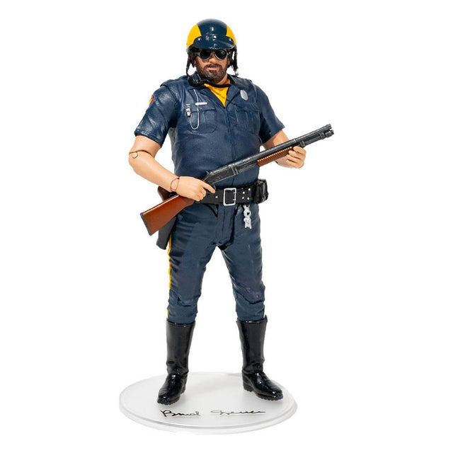 Bud Spencer Wilbur Walsh action figure holding shotgun in police uniform