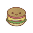 cute burger sticker patch embroidered smiling burger design 100% soft