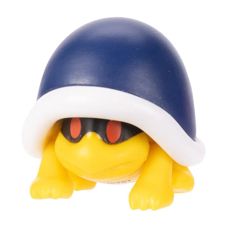 Super Mario Buzzy Beetle action figure by Jakks Pacific, front view with blue shell and red eyes