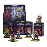 Street Fighter arcade blind box display with multiple low-poly character figures