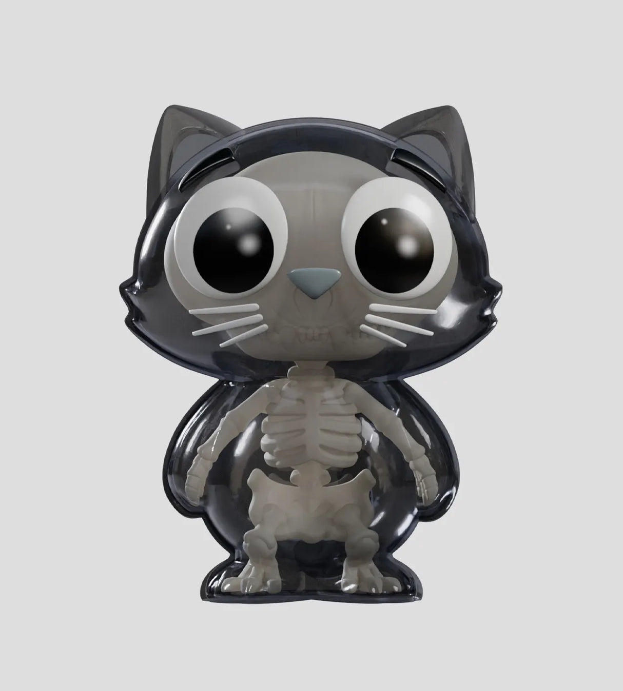 Catscans Bare Bones cat figure with classic white skeleton inside transparent body