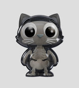 Catscans cat figure with skull and bone structure visible inside translucent body