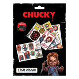 Chucky Tech Sticker Pack retail packaging displaying reusable horror decals featuring the iconic killer doll