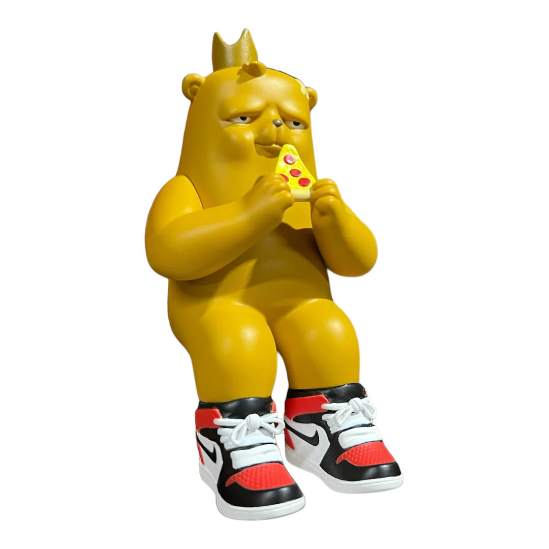 JC Rivera’s Chunky Boy Bear Champ vinyl figure with pizza and sneakers