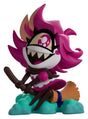 Clean It Up Niffty Hazbin Hotel Youtooz vinyl figure riding a broom through green smoke