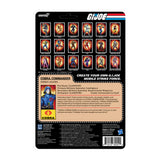 Back of Cobra Commander ReAction Plus packaging showing character file and lineup