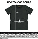 Commodore 64 Gaming Computer T-Shirt size chart with length and circumference measurements.