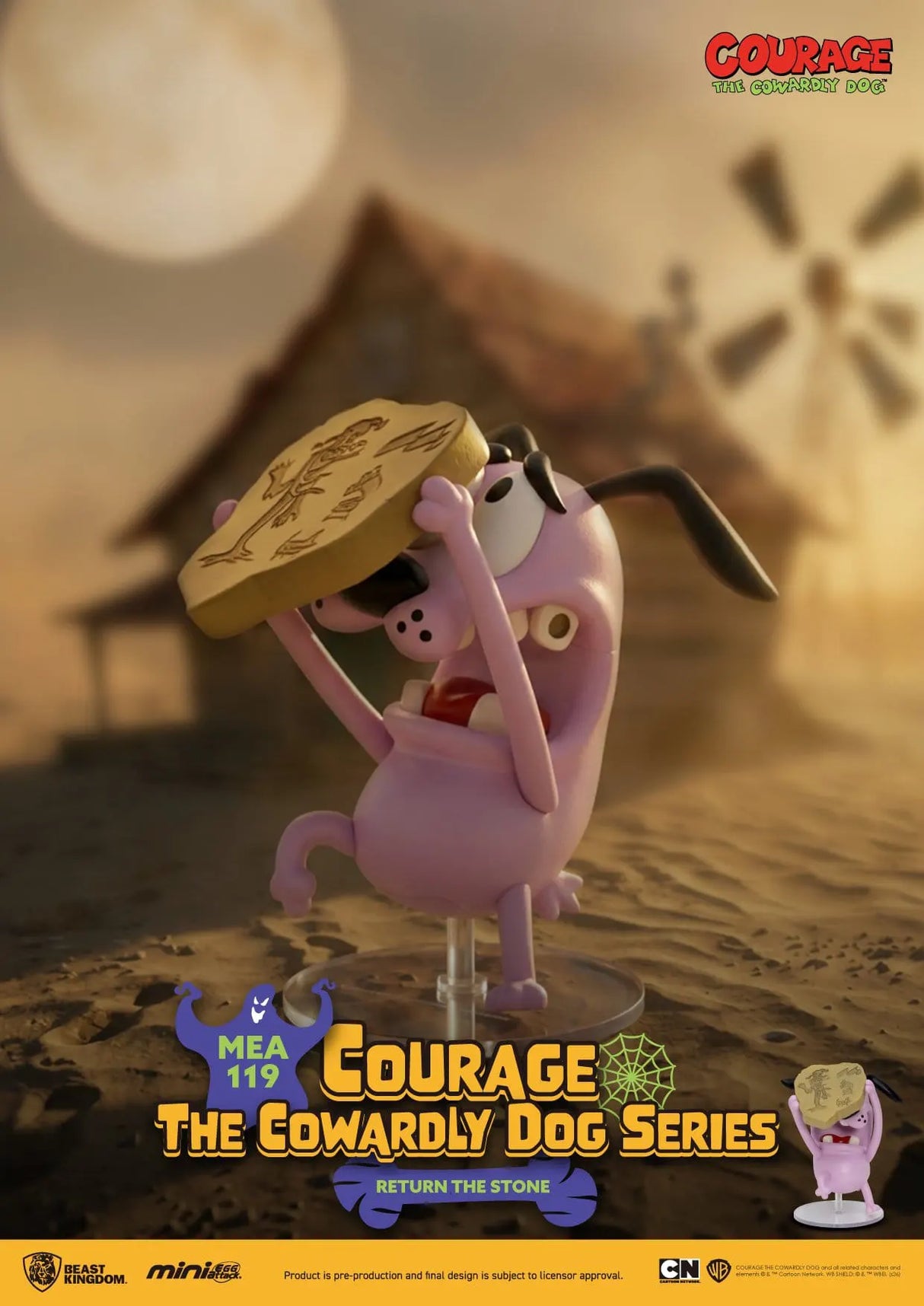 Courage the Cowardly Dog Return the Stone promotional artwork with Mini Egg Attack figure.