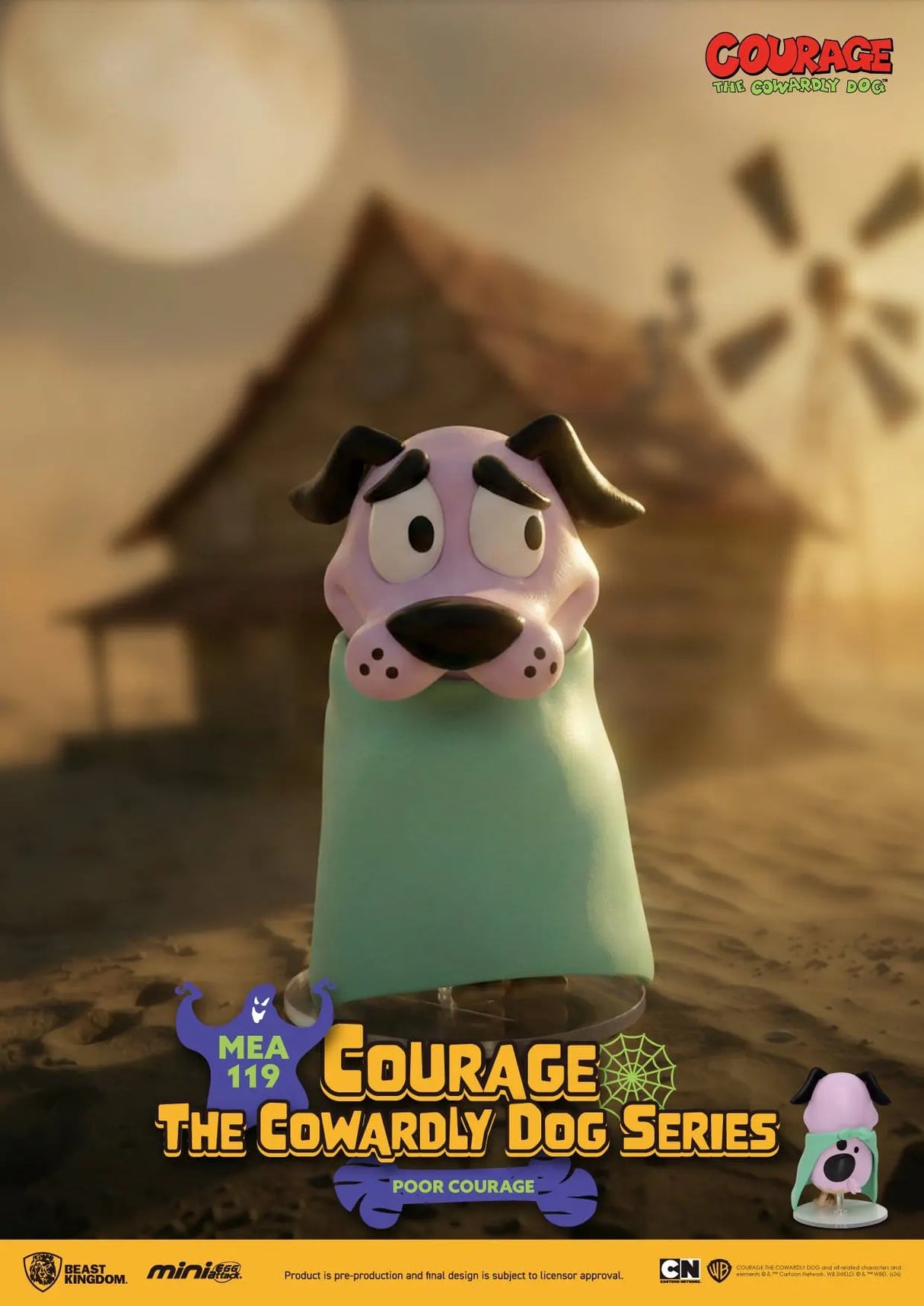 Courage the Cowardly Dog Poor Courage promotional artwork with Mini Egg Attack figure.
