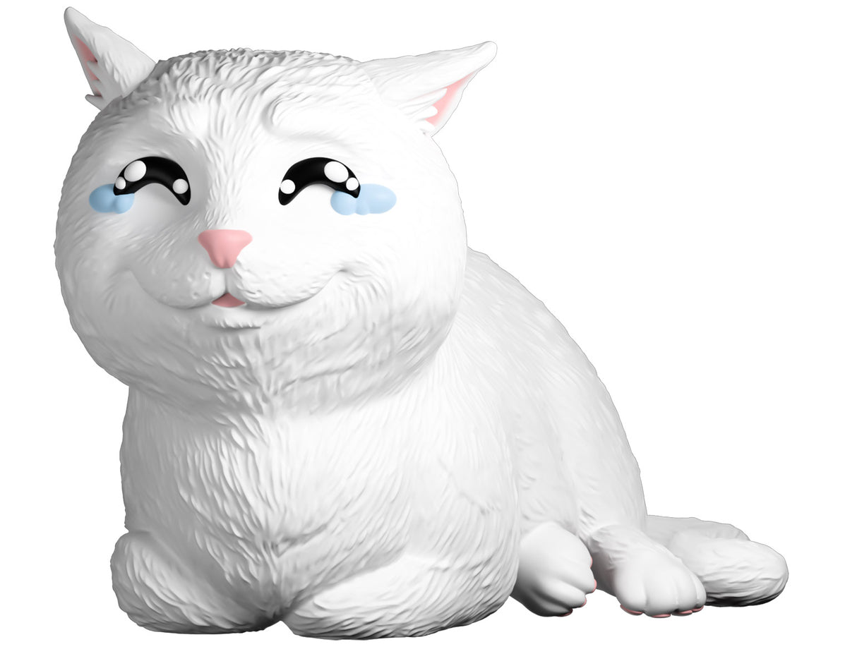 Crying Cat Meme Youtooz vinyl figure front view with teary eyes and fluffy white fur
