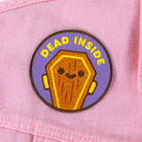 dead inside patch on fabric embroidered kawaii coffin patch design