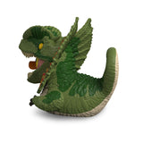 Side view of Dilophosaurus Mini TUBBZ figure showing textured scales and tail.