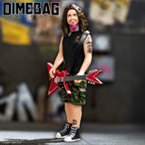 Angled view of the Dimebag Darrell ReAction Figure with CherryBomb guitar and detailed tattoos
