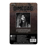 Rear view of Dimebag Darrell ReAction Figure cardback featuring artist biography and collector artwork