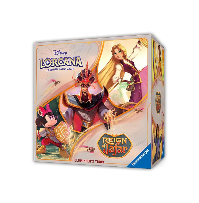 Disney Lorcana Illumineer’s Trove with Reign of Jafar artwork and box contents